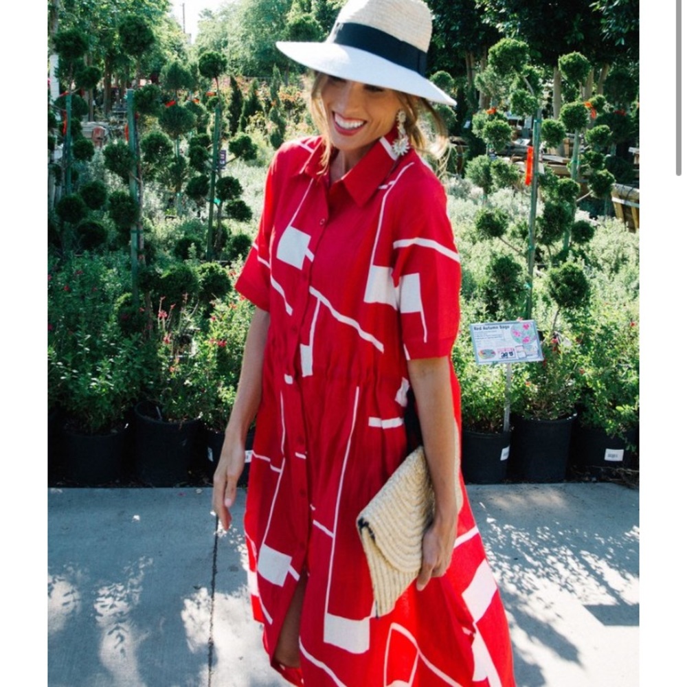 Vintage style oversized Geometric Dress Free Size